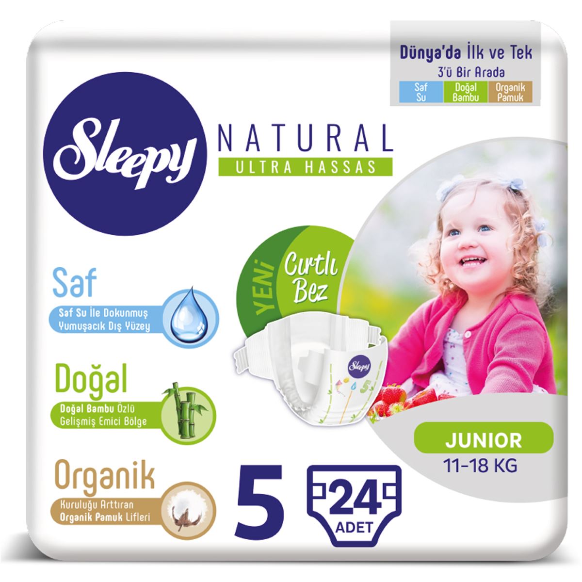 Sleepy Natural Bebek Bezi 5 Numara Junior 24 Adet 