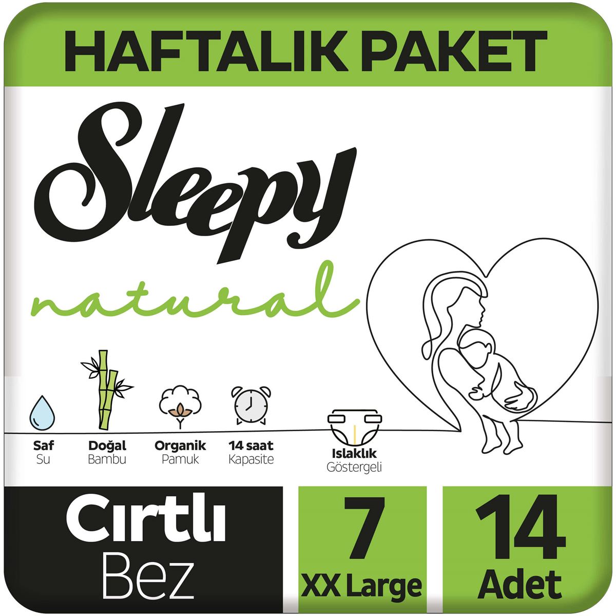Sleepy Natural Haftalık Paket Bebek Bezi 7 Numara Xxlarge 14 Adet