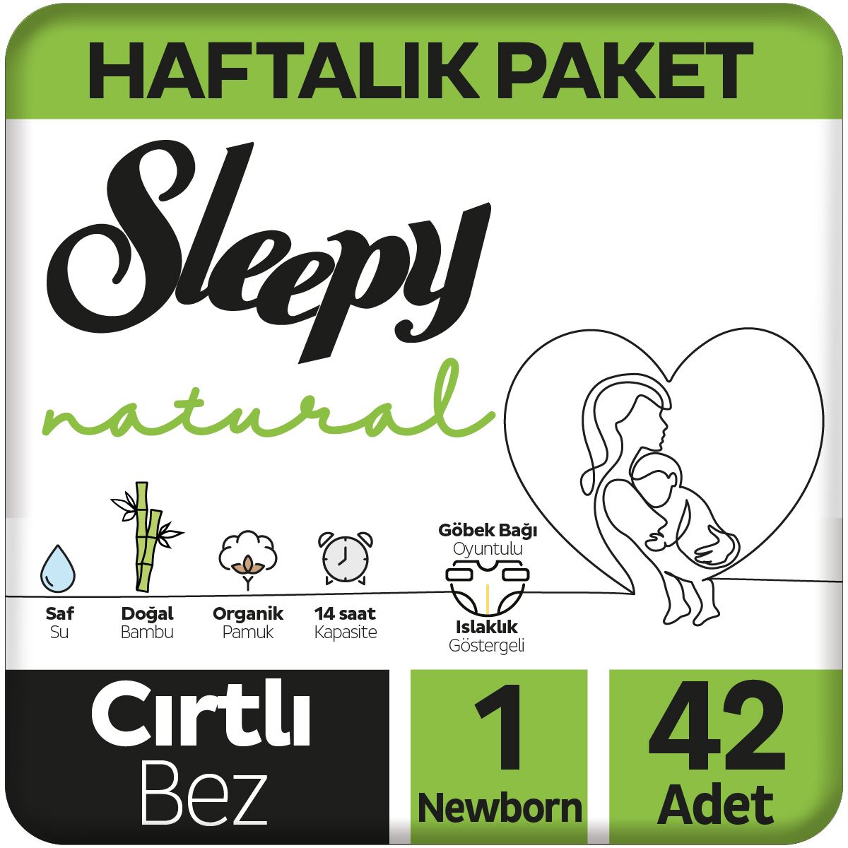 Sleepy Natural Haftalık Paket Bebek Bezi 1 Numara Yenidoğan 42 Adet