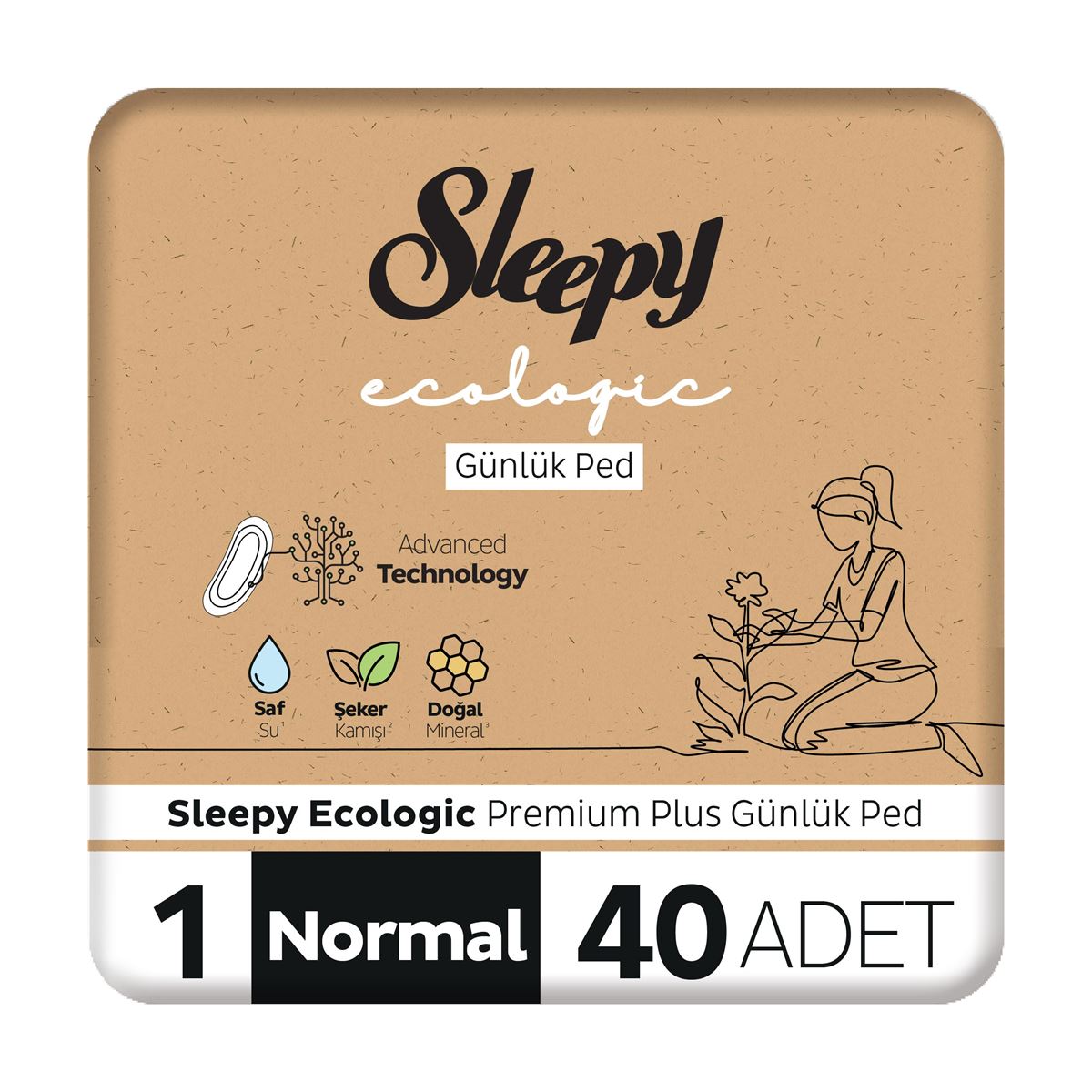 Sleepy Ecologic Premium Plus Günlük Ped Normal 40 Adet Ped
