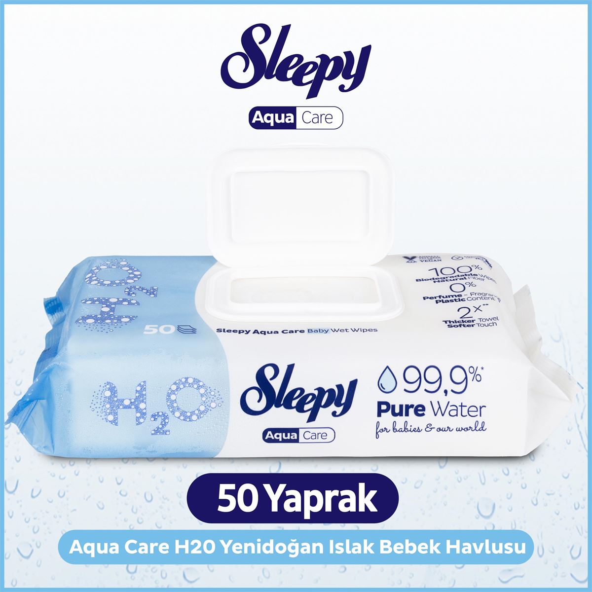 Sleepy AquaCare H2O Yenidoğan Islak Bebek Havlusu 50