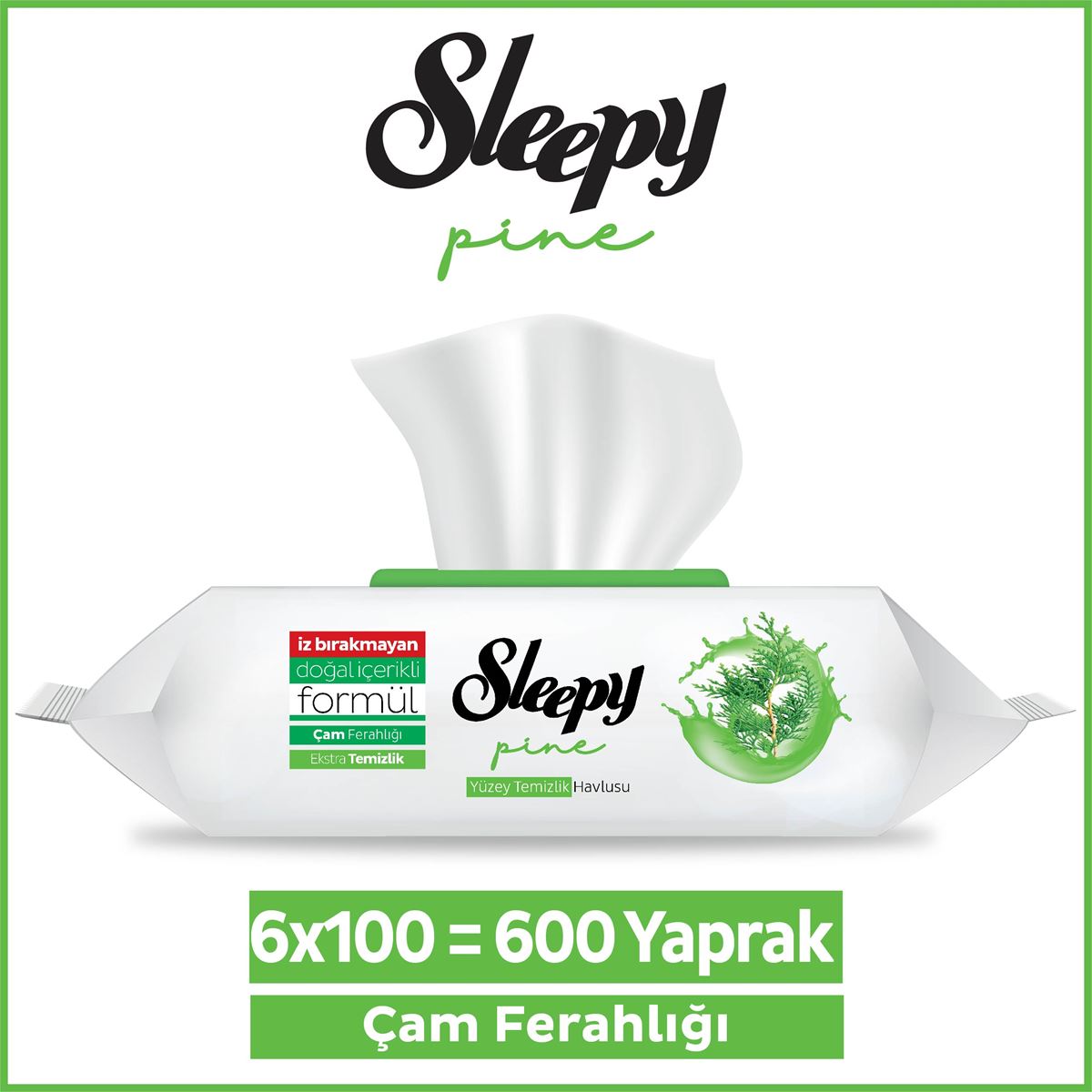 Sleepy Pine Yüzey Temizlik Havlusu&Mendili Çam Ferahlığı 6x100 (600 Yaprak)