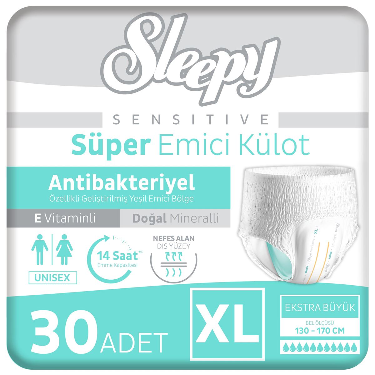 Sleepy Sensitive Antibakteriyel Emici Külot Xlarge 30 Adet