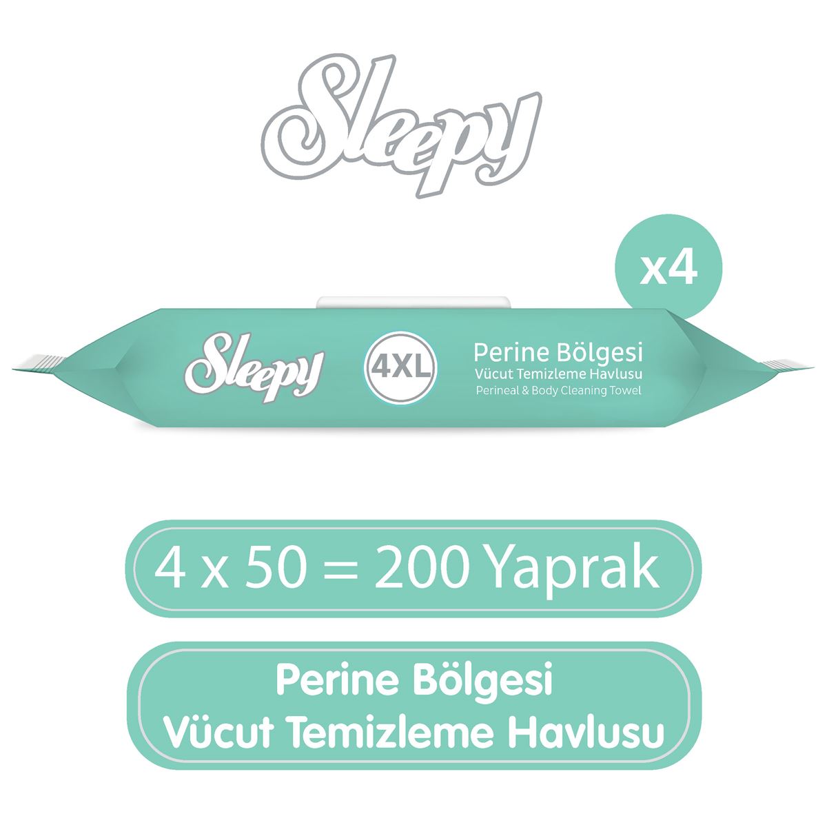 Sleepy Perine Bölgesi Vücut Temizleme Havlusu 4x50 (200 Yaprak)