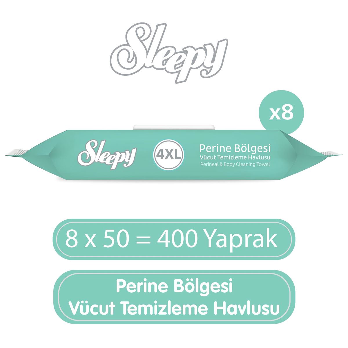 Sleepy Perine Bölgesi Vücut Temizleme Havlusu 8x50 (400 Yaprak)