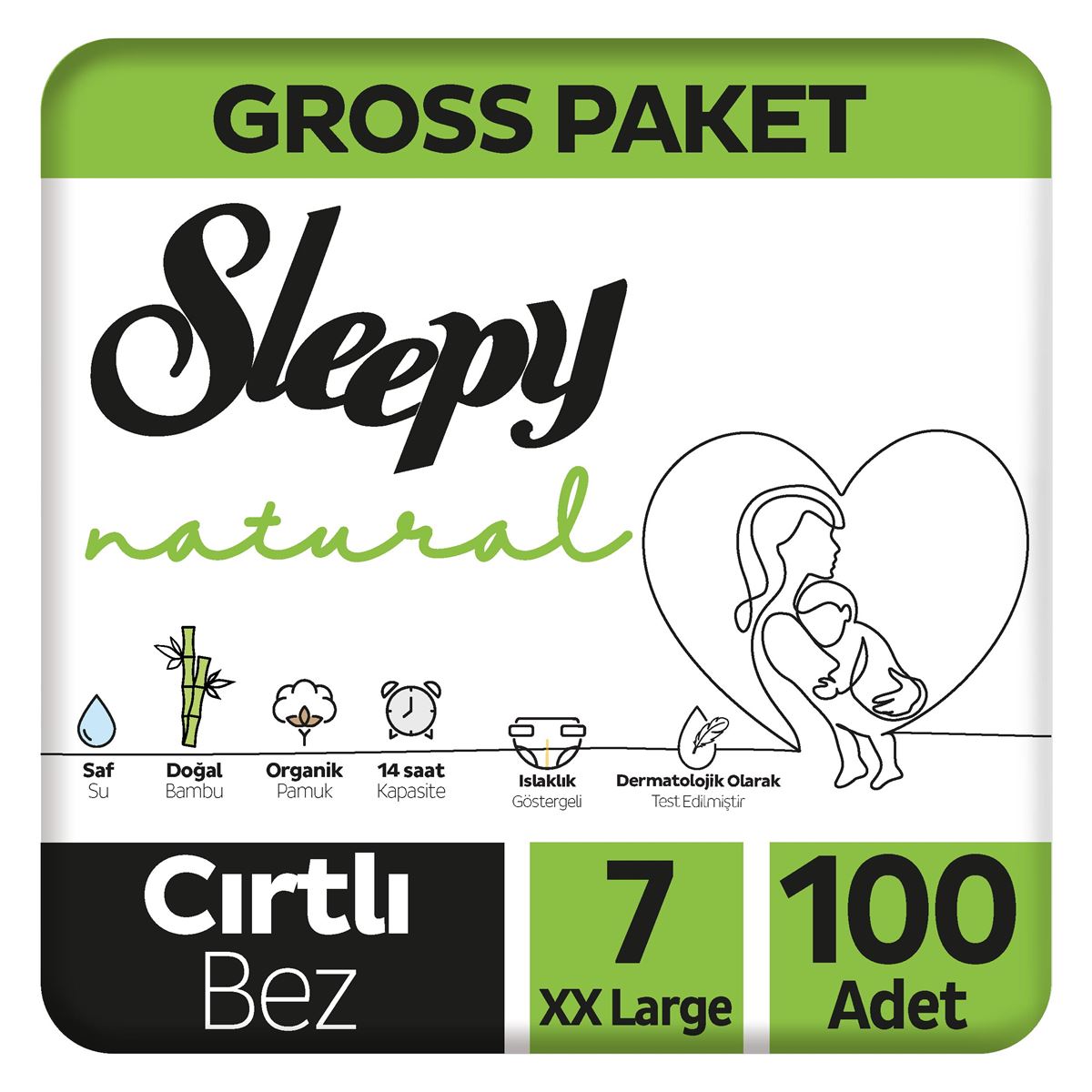 Sleepy Natural Gross Paket Bebek Bezi 7 Numara Xxlarge 100 Adet