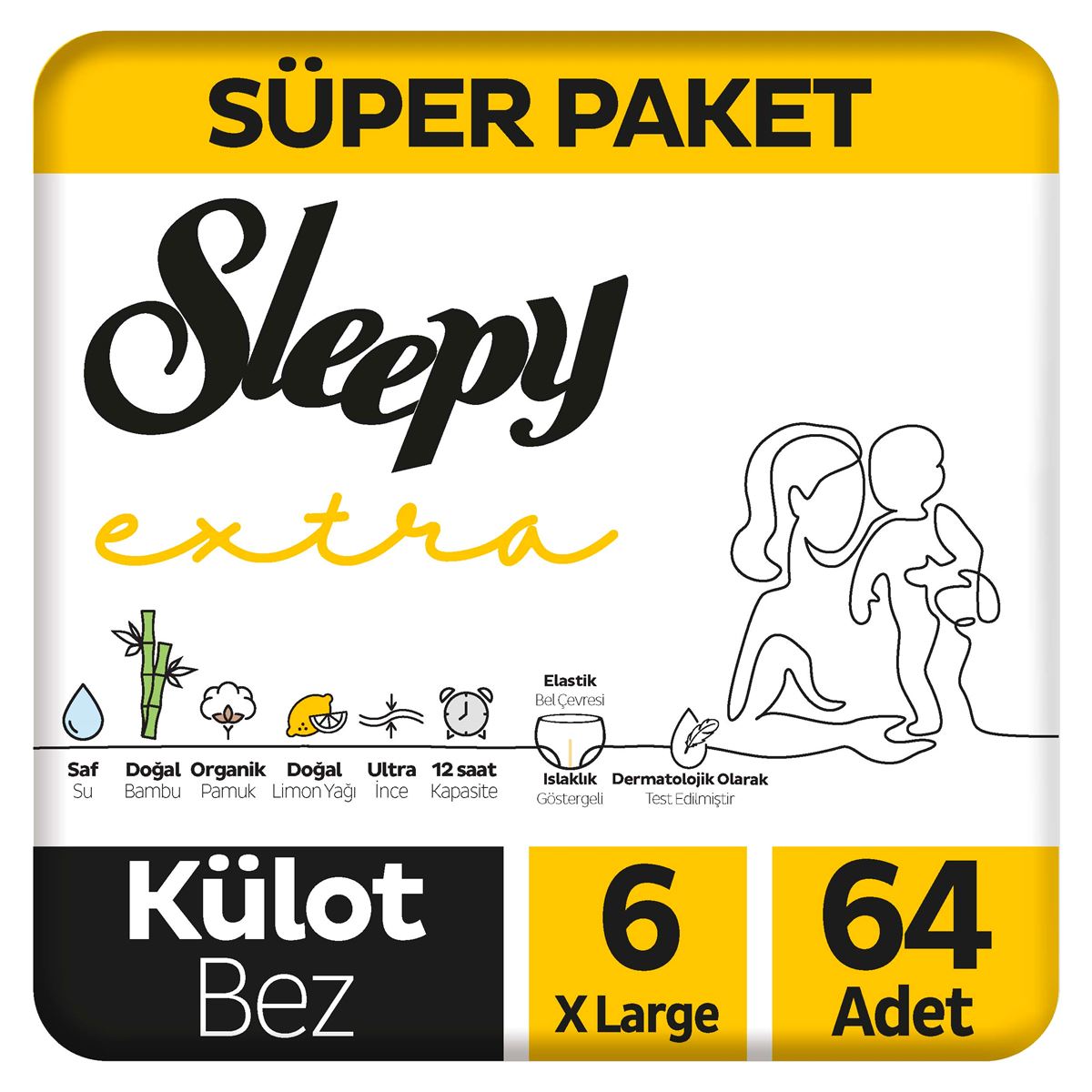 Sleepy Extra Günlük Aktivite Süper Paket Külot Bez 6 Numara Xlarge 64 Adet