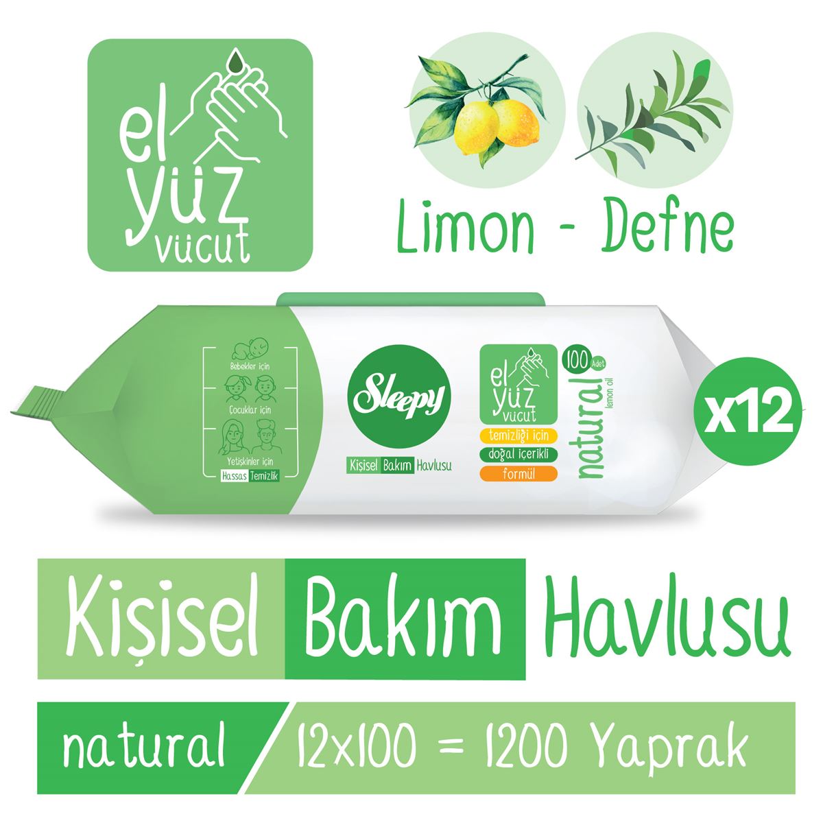 Sleepy Natural Kişisel Bakım Havlusu 12x100 (1200 Yaprak)