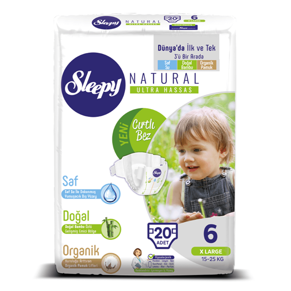 Sleepy Natural Bebek Bezi 6 Numara Xlarge 20 Adet 