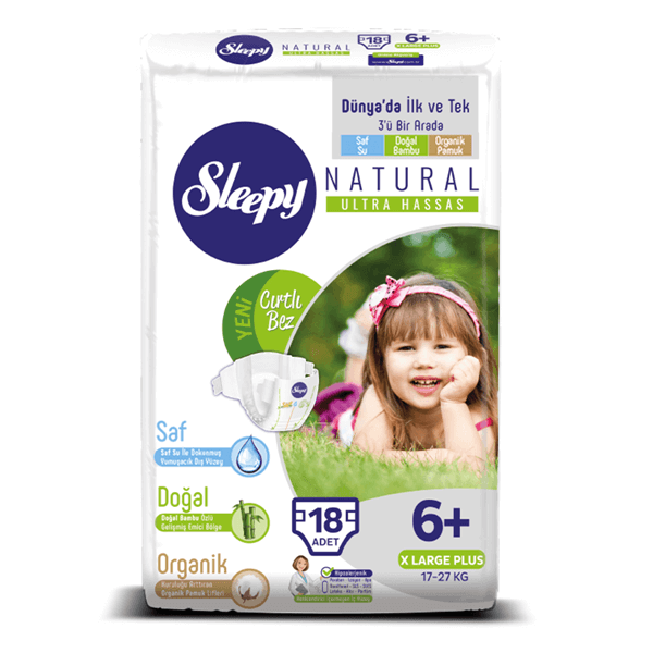Sleepy Natural Bebek Bezi 6+ Numara Xlarge Plus 18 Adet 
