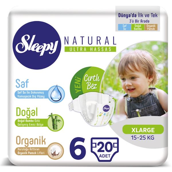 Sleepy Natural Bebek Bezi 6 Numara Xlarge 20 Adet 