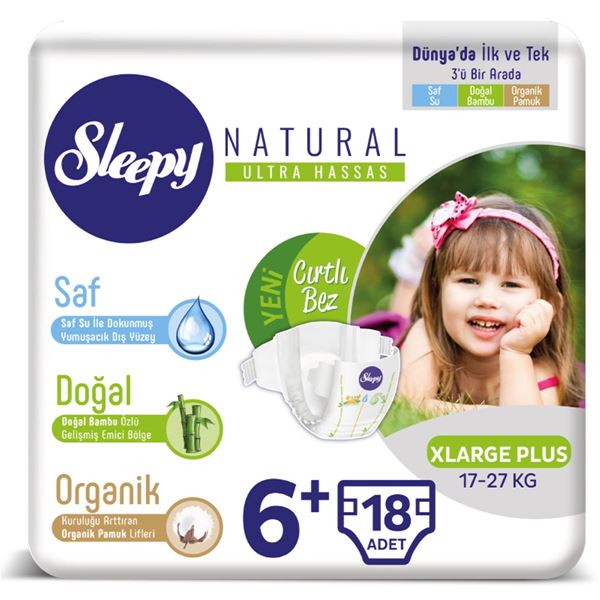 Sleepy Natural Bebek Bezi 6+ Numara Xlarge Plus 18 Adet 