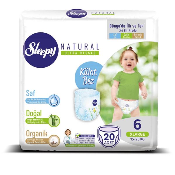 Sleepy Natural KÜLOT Bez 6 Numara Xlarge 20 adet 