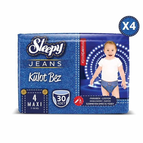 Sleepy Jeans KÜLOT Bez 4 Numara Maxi 4’lü Jumbo 120 Adet 
