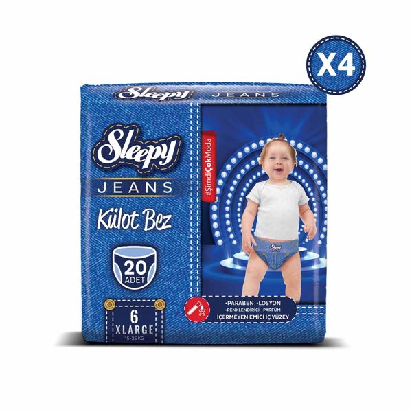 Sleepy Jeans KÜLOT Bez 6 Numara Xlarge 4’lü Jumbo 80 Adet 