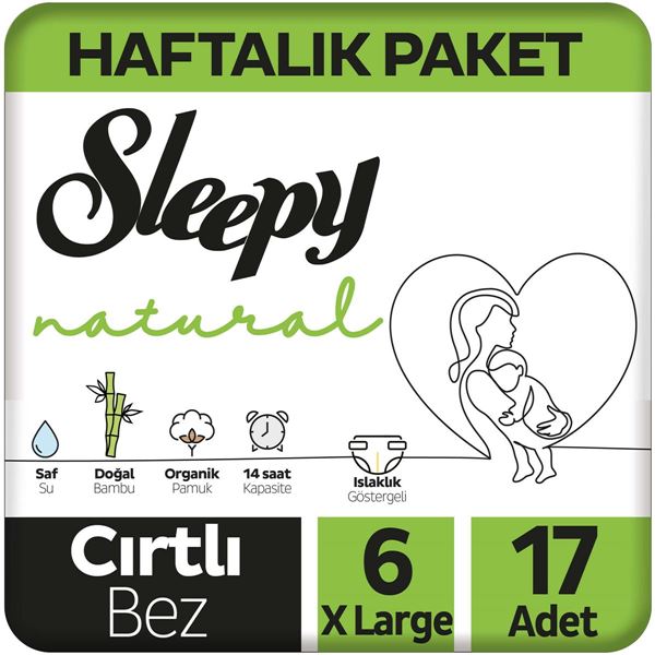 Resim Sleepy Natural Haftalık Paket Bebek Bezi 6 Numara Xlarge 17 Adet