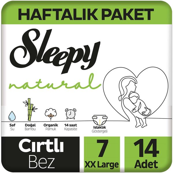 Sleepy Natural Haftalık Paket Bebek Bezi 7 Numara Xxlarge 14 Adet