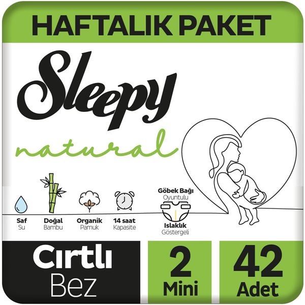 Resim Sleepy Natural Haftalık Paket Bebek Bezi 2 Numara Mini 42 Adet