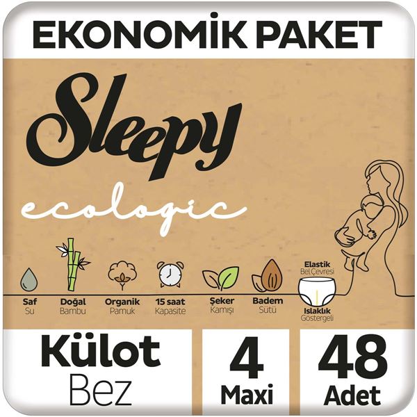 Resim Sleepy Ecologic Ekonomik Paket Külot Bez 4 Numara Maxi 48 Adet