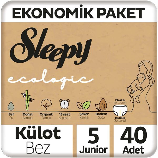 Resim Sleepy Ecologic Ekonomik Paket Külot Bez 5 Numara Junior 40 Adet