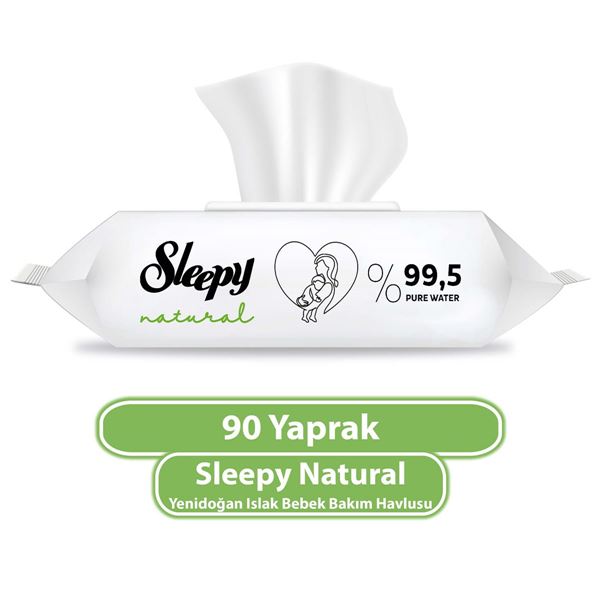 Resim Sleepy Natural Yenidoğan Islak Bebek Bakım Havlusu 90 Yaprak