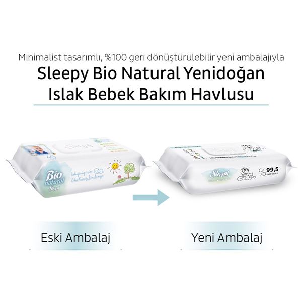 Sleepy Bio Natural Yenidoğan Islak Bebek Bakım Havlusu 40 Yaprak