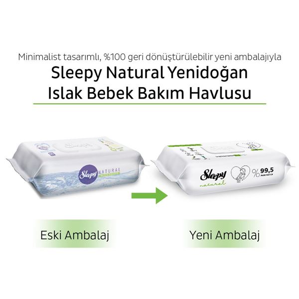 Sleepy Natural Yenidoğan Islak Bebek Bakım Havlusu 60 Yaprak