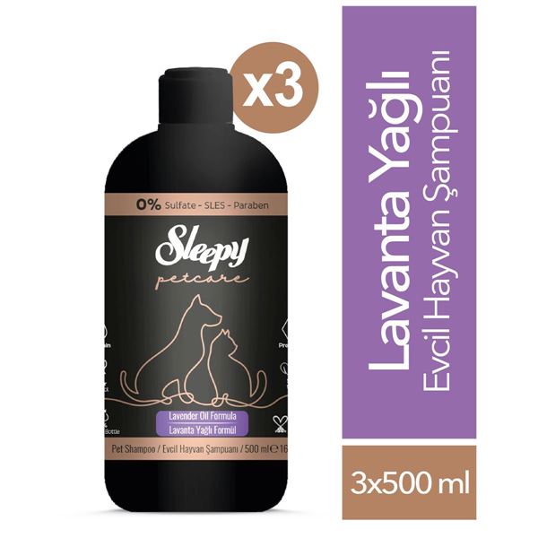 Resim Sleepy Petcare Lavanta Yağlı Evcil Hayvan Şampuanı 3x500 ml