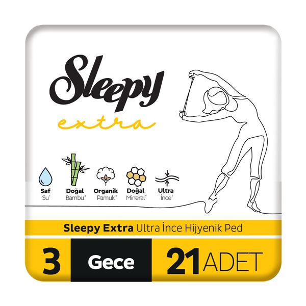 Resim Sleepy Extra Ultra İnce Hijyenik Ped Gece 21 Adet Ped