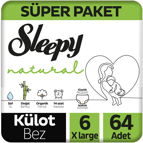 Resim Sleepy Natural Paket Külot Bez 6 Numara Xlarge 64 Adet
