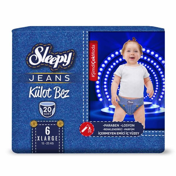 Sleepy Süper ikili Fırsat Paketi(Jeans Külot Bez 6 Numara 20 Adet + Mayo Külot Bez 6 Numara 14 Adet)