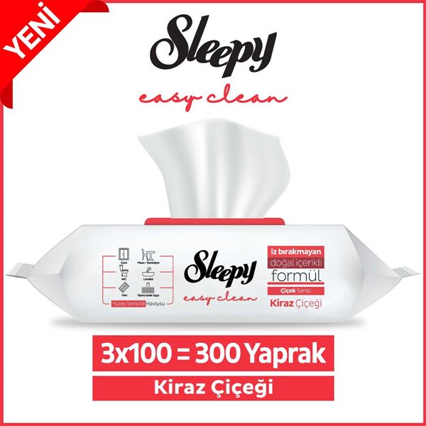 Resim Sleepy Easy Clean Kiraz Çiçeği Yüzey Temizlik Havlusu&Mendili 3x100 (300 Yaprak)