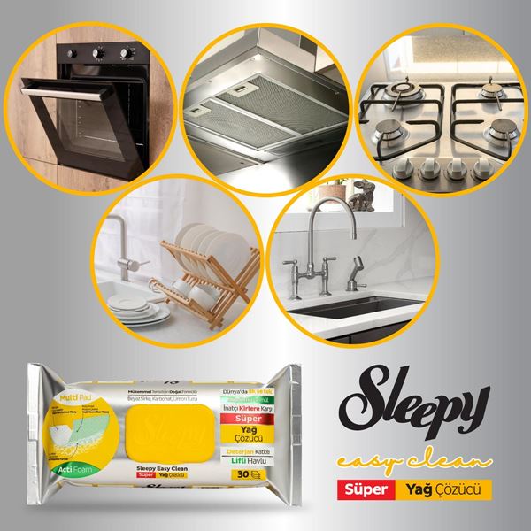 Sleepy Easy Clean Süper Yağ Çözücü Yüzey Temizlik Havlusu&Mendili 30 Yaprak