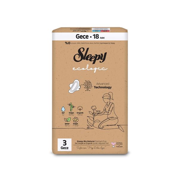 Sleepy Ecologic Premium Plus Hijyenik Ped Gece 18 Adet Ped