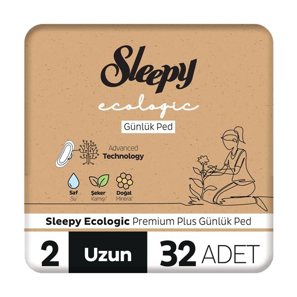 Resim Sleepy Ecologic Premium Plus Günlük Ped Uzun 32 Adet Ped