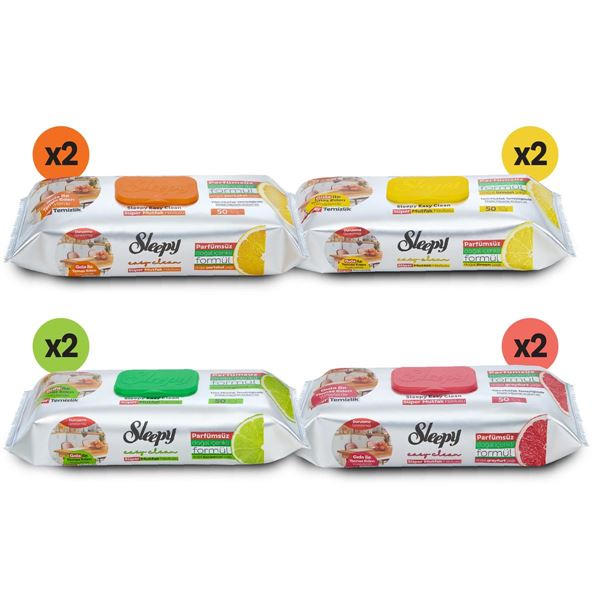 Sleepy Easy Clean Süper Yüzey Temizlik Mutfak Havlusu&Mendili Karma Paket 8x50 (400 Yaprak)