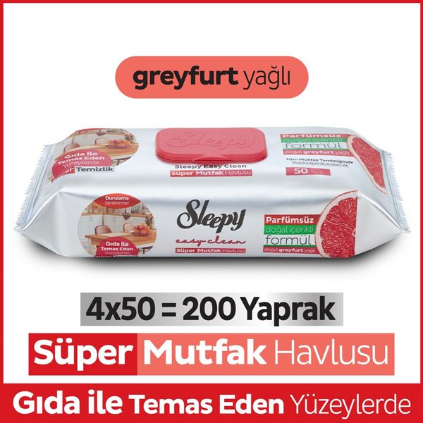 Resim Easy Clean Süper Yüzey Temizlik Mutfak Havlusu&Mendili Greyfurt Yağlı 4X50 (200 Yaprak)