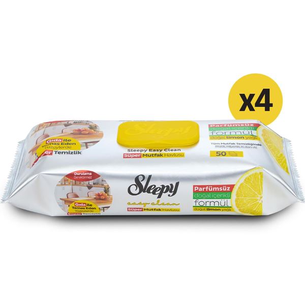 Easy Clean Süper Yüzey Temizlik Mutfak Havlusu&Mendili Limon Yağlı 4X50 (200 Yaprak)