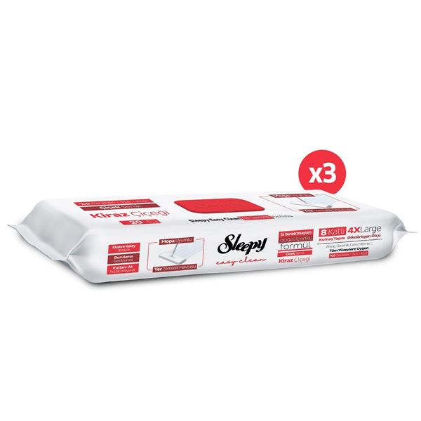 Sleepy Easy Clean Kiraz Çiçeği Mopa Uyumlu Yer Temizlik Havlusu&Mendili 3x20 (60 Yaprak)