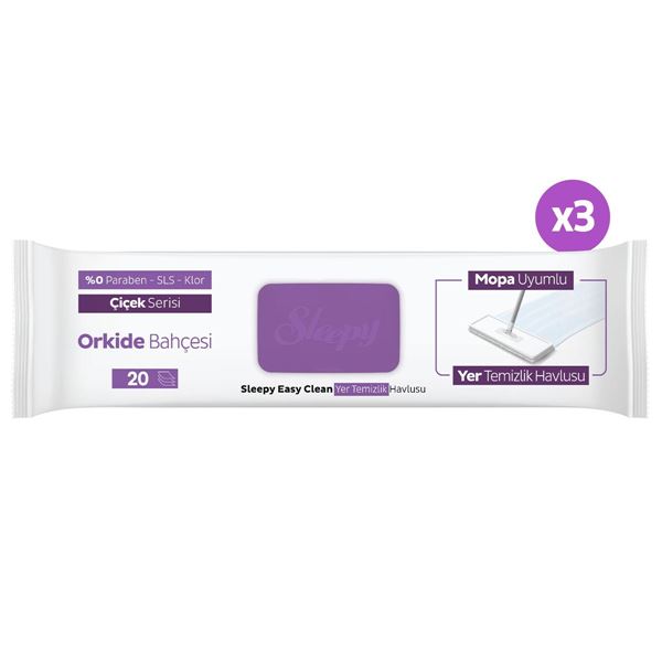 Sleepy Easy Clean Orkide Bahçesi Mopa Uyumlu Yer Temizlik Havlusu&Mendili 3x20 (60 Yaprak)