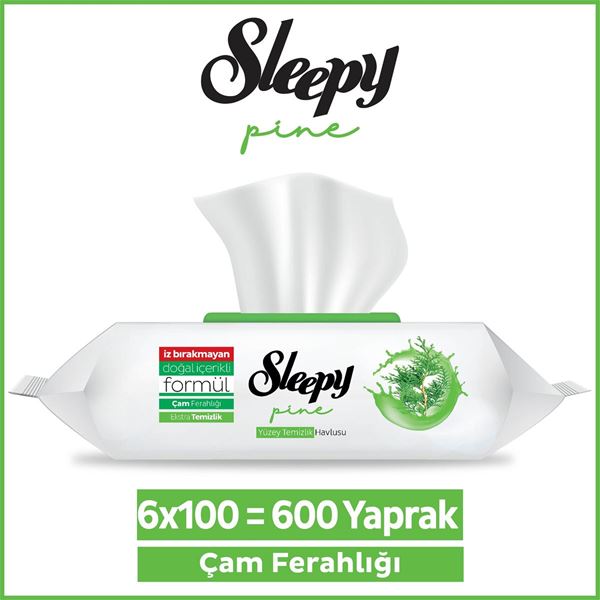 Resim Sleepy Pine Yüzey Temizlik Havlusu&Mendili Çam Ferahlığı 6x100 (600 Yaprak)