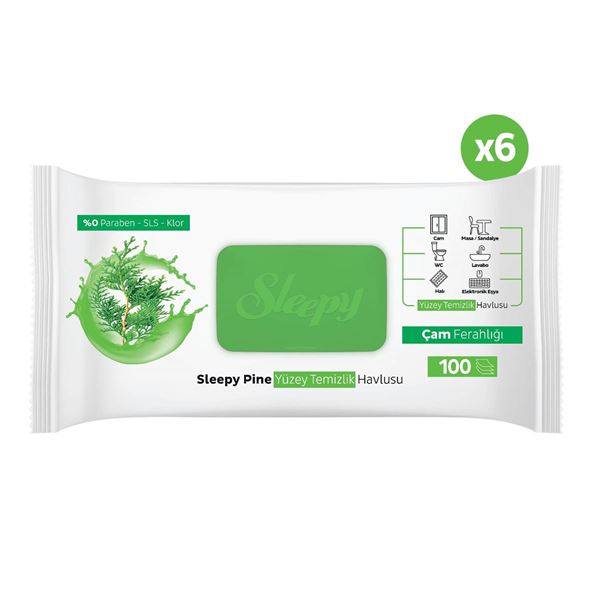 Sleepy Pine Yüzey Temizlik Havlusu&Mendili Çam Ferahlığı 6x100 (600 Yaprak)