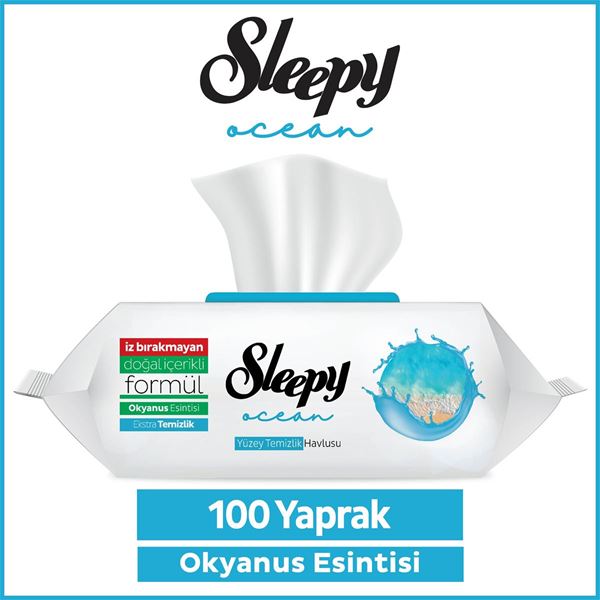 Resim Sleepy Ocean Yüzey Temizlik Havlusu&Mendili Okyanus Esintisi 100 Yaprak