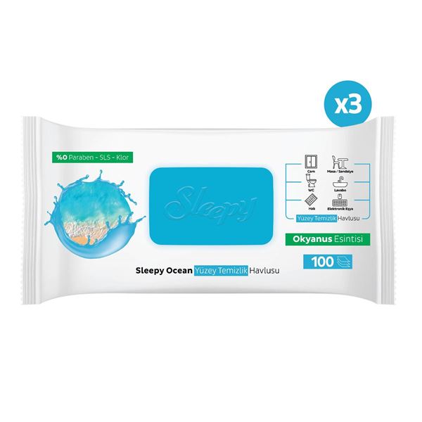 Sleepy Ocean Yüzey Temizlik Havlusu&Mendili Okyanus Esintisi 3x100 (300 Yaprak)