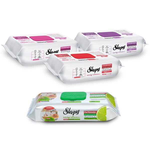 Sleepy Easy Clean Çiçek Serisi&Bergamot Yağlı Süper Mutfak Yüzey Temizlik Havlusu&Mendili(3x100+50)