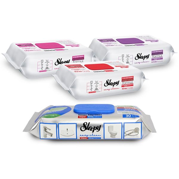 Sleepy Easy Clean Çiçek Serisi&Süper Kireç Sökücü Yüzey Temizlik Havlusu&Mendili(3x100+30)