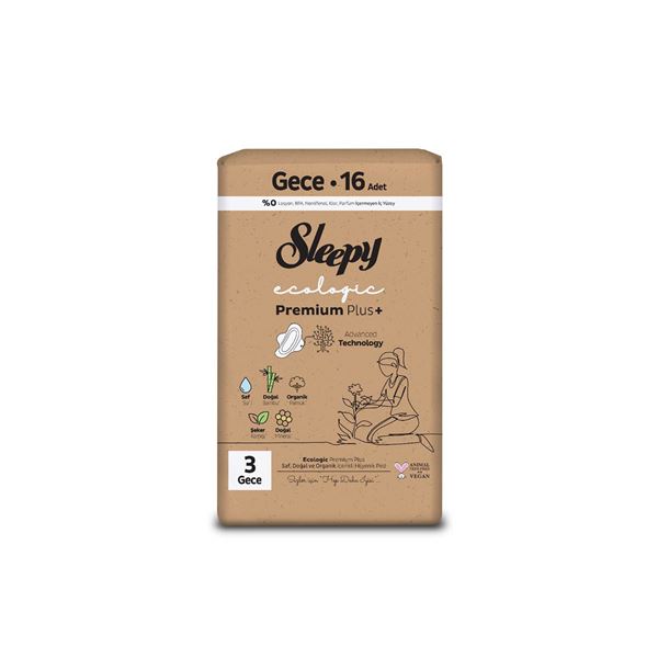 Sleepy Ecologic Premium Plus Hijyenik Ped Gece 16 Adet