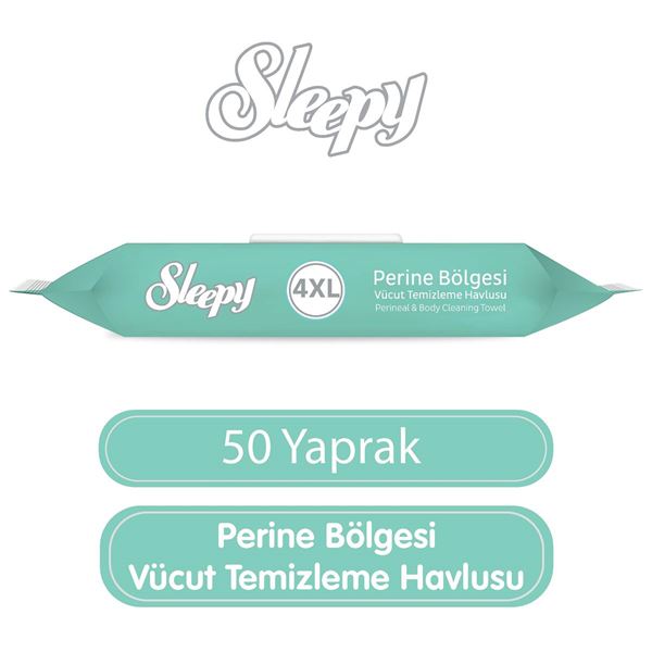 Resim Sleepy Perine Bölgesi Vücut Temizleme Havlusu 50 Yaprak