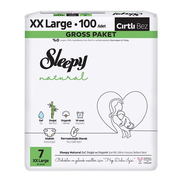 Sleepy Natural Gross Paket Bebek Bezi 7 Numara Xxlarge 100 Adet