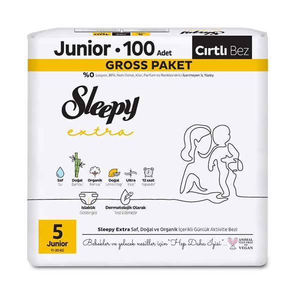 Sleepy Extra Günlük Aktivite Gross Paket Bebek Bezi 5 Numara Junior 100 Adet